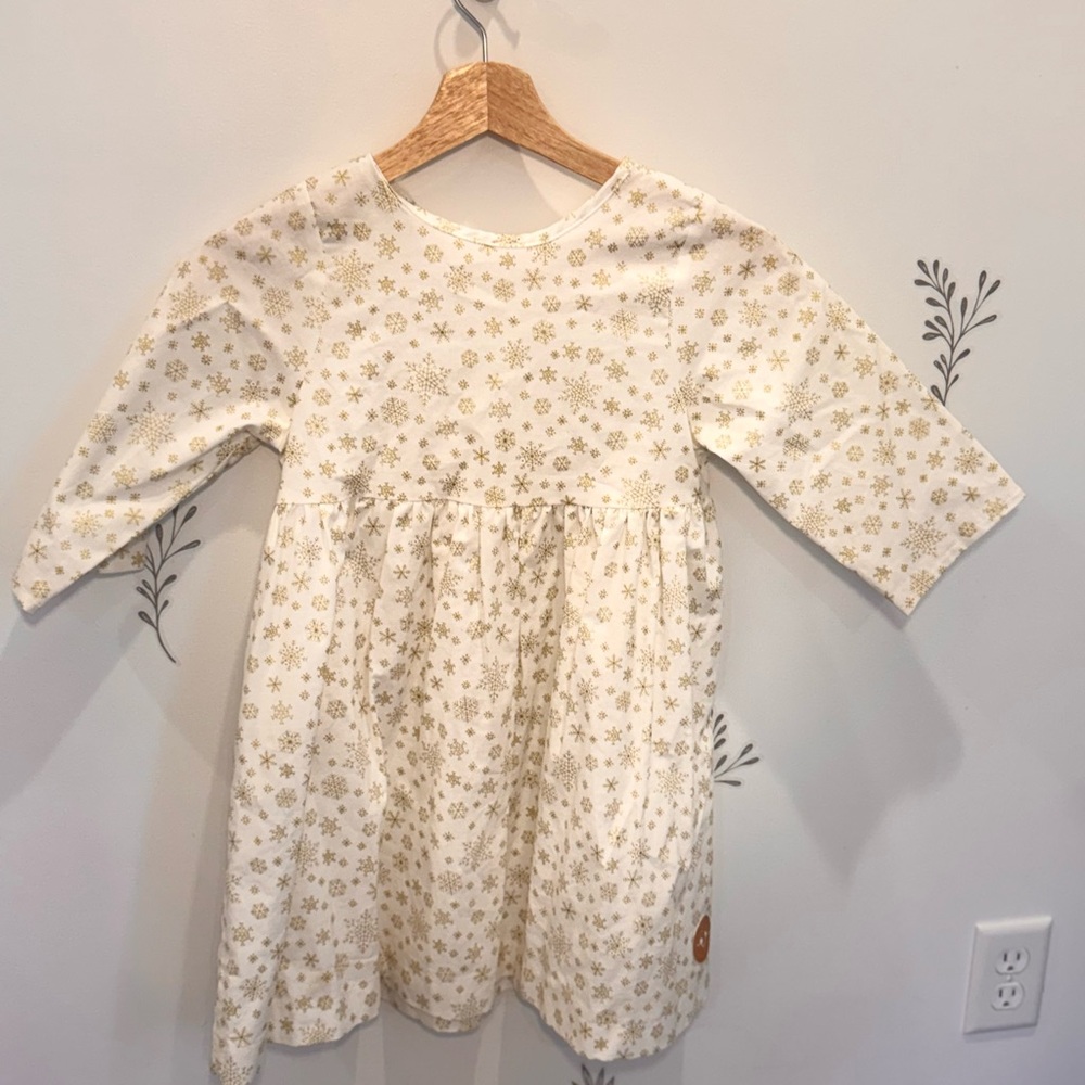Kids Casual Dress - Cream and Gold